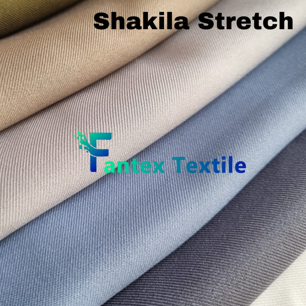 (HARGA PER 50 CM) Bahan  Kain Shakila Premium Sakila Samira Syakila Twill Stretch lebar 150 cm ecer ( harga per 50 cm ) Ready 28 warna