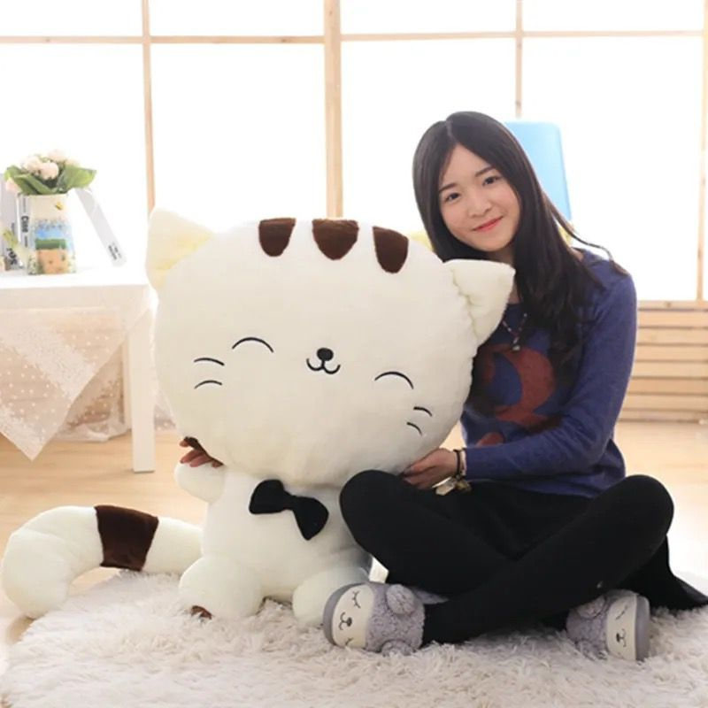 BONEKA KUCING KAWAI JUMBO BESAR PREMIUM MURAH HALUS LEMBUT LUCU GEMOY BISA UKIR NAMA COD BISA DI CUCI