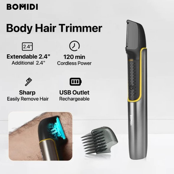 Bomidi HT1 Electric Body Hair Shaver Alat Cukur Tubuh Badan Jenggot Penghilang Bulu Kaki Tangan Cukuran Perawatan Pria