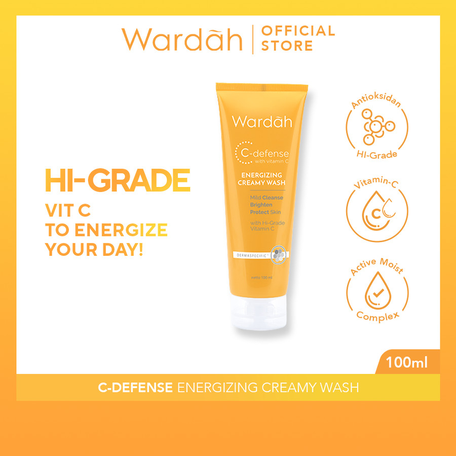 Wardah C-Defense Energizing Creamy Facial Wash 60ml &amp; 100ml | Pembersih Muka