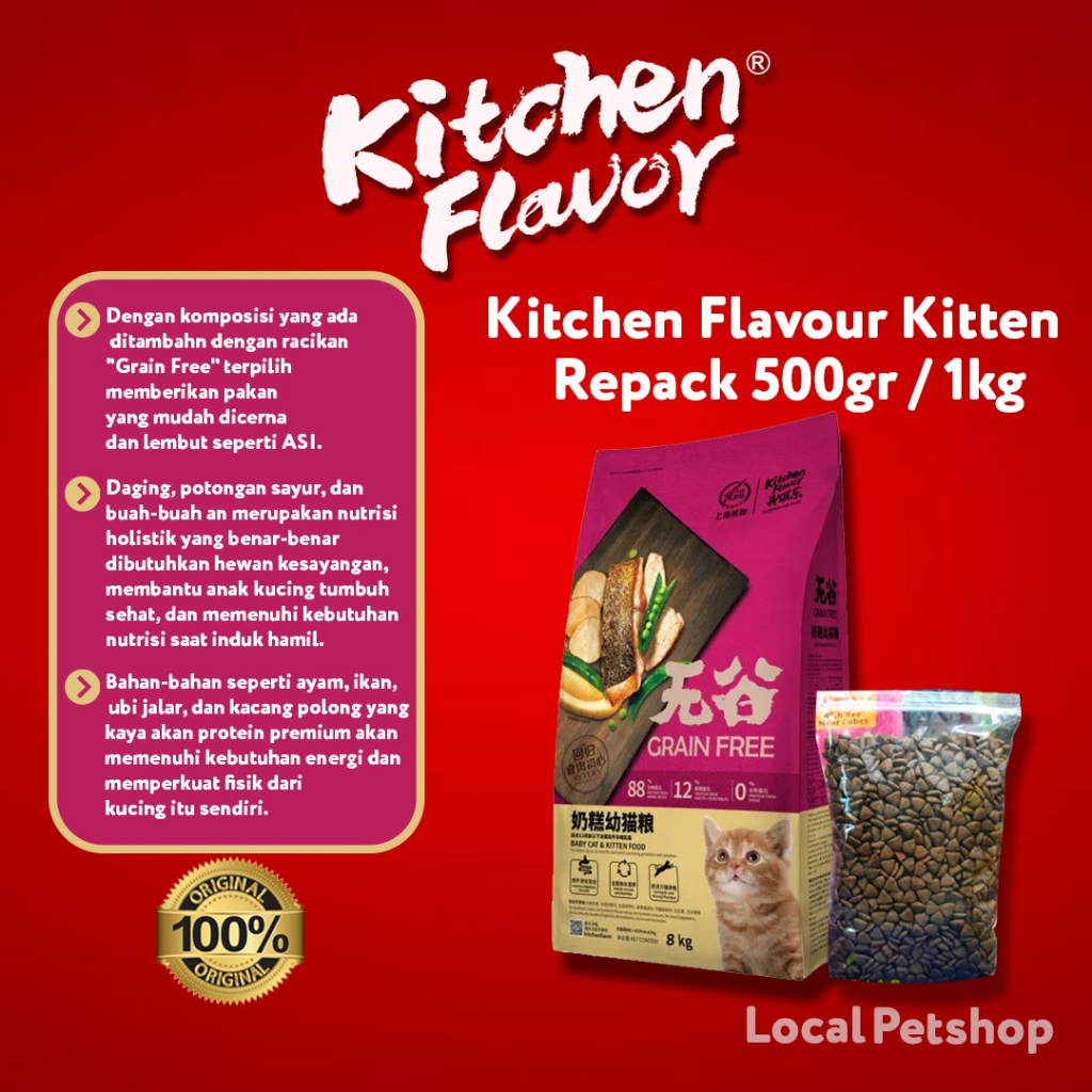Makanan Kucing KITCHEN FLAVOR Babycat &amp; Kitten repack 500gr/1kg Termurah