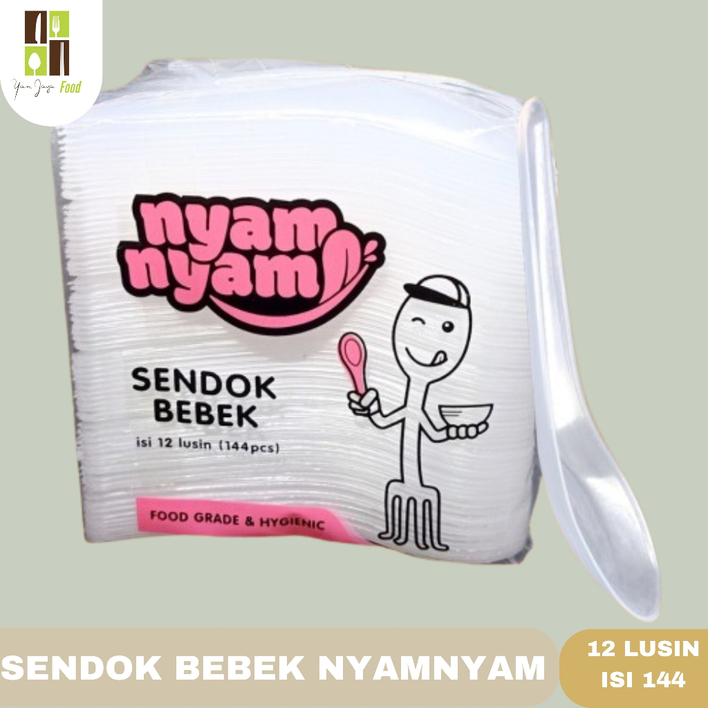 NyamNyam Sendok Bebek Putih Bening / Sendok Makan Soup Isi 12 Lusin 144 Pcs