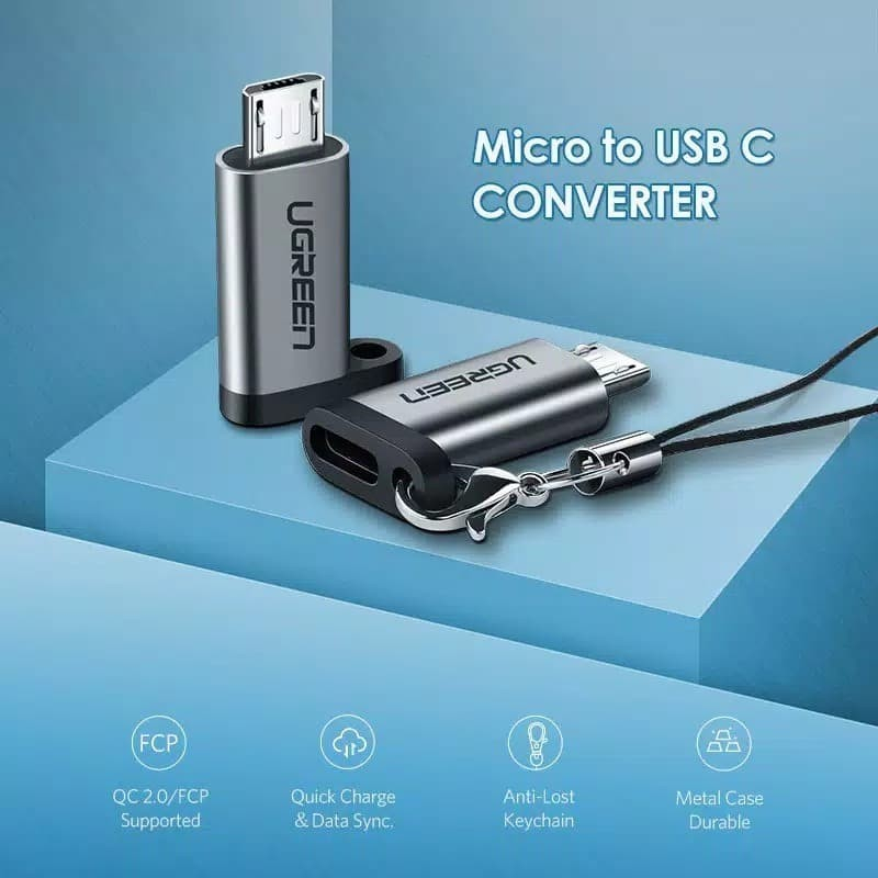 UGREEN ORIGINAL OTG Micro USB Male to Type C Female Converter Adapter Adapter On The Go Tipe C Kabel Sambungan Ori