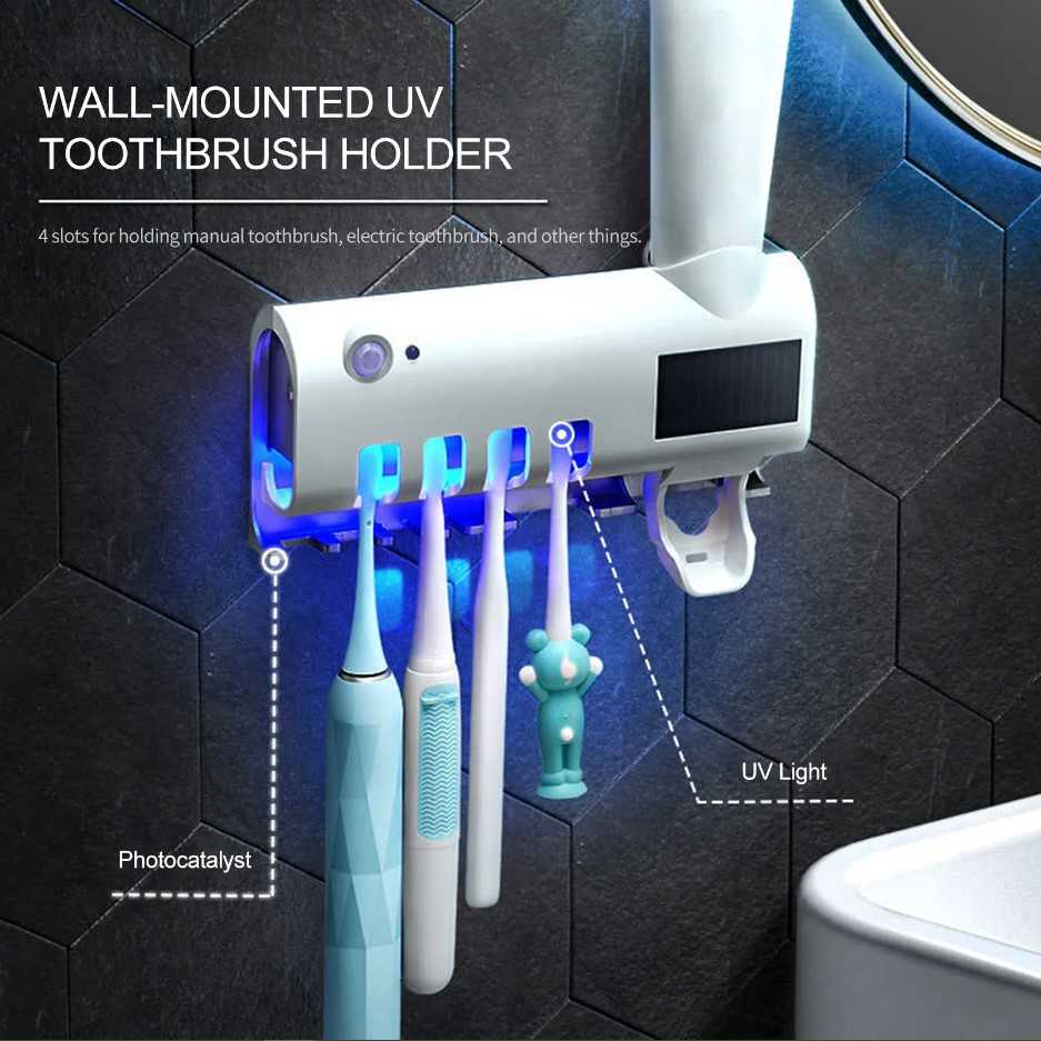 Alat Sterilisasi Sikat Gigi Toothbrush Holder UV Disinfection Smart Infrared Dispenser Pasta Gigi Berkualitas