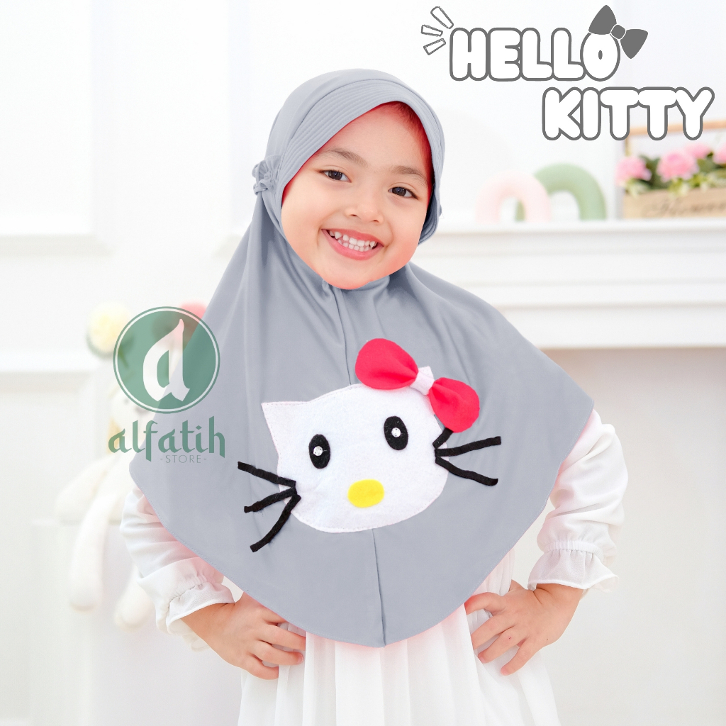 ALFATIH STORE / Hijab Anak Hello Kitty Jersey / variasi Karakter Hello Kitty / Jilbab anak murah