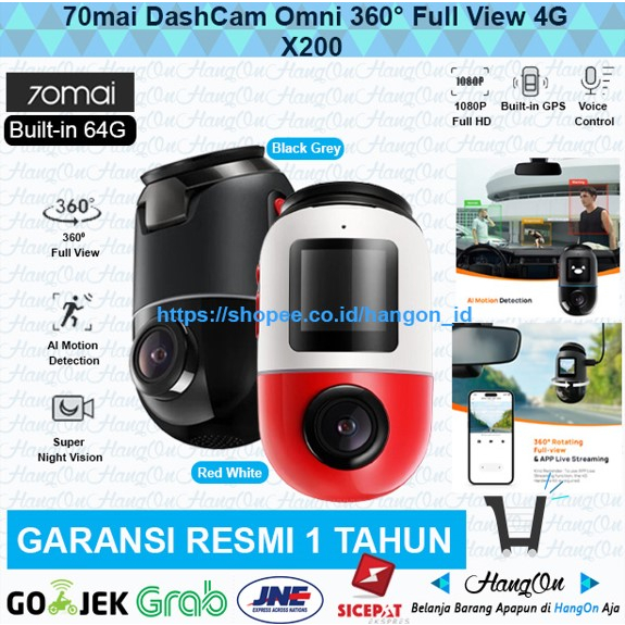 70mai DashCam Omni X200 360° 4G GPS Full HD 1080P Dashcam Mobil Car Built-in 64G