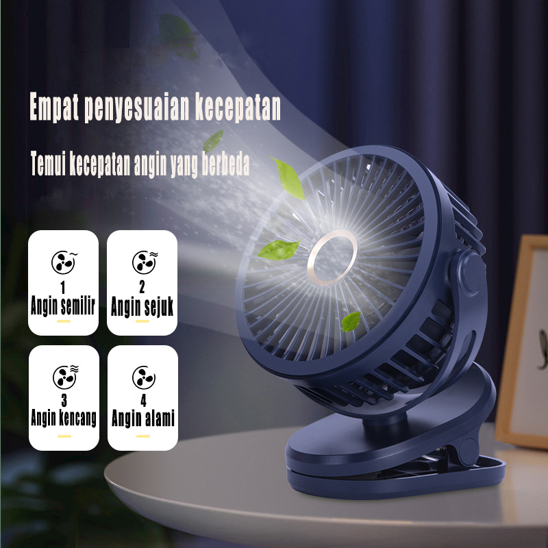 Ortebel Mini Hand Fan， Fan 360 ° Rotasi ，USB isi ulang 10000mah fan，tiga kecepatan pengaturan， Kipas Angin Jepit Mini/Kipas Mini Portable/Kipas Angin Meja/Kipas Angin Tangan/Kipas Angin Murah