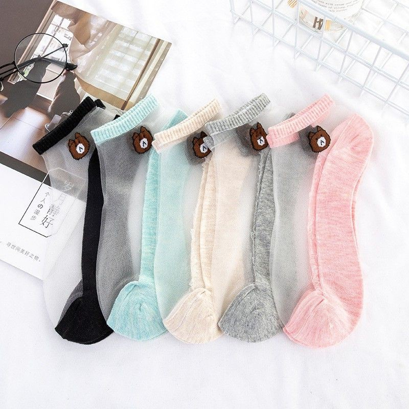 Kaos Kaki BERUANG TRANSPARAN Wanita Kaos Kaki Fashion Pendek Beruang Japanese Bear Ankle Socks