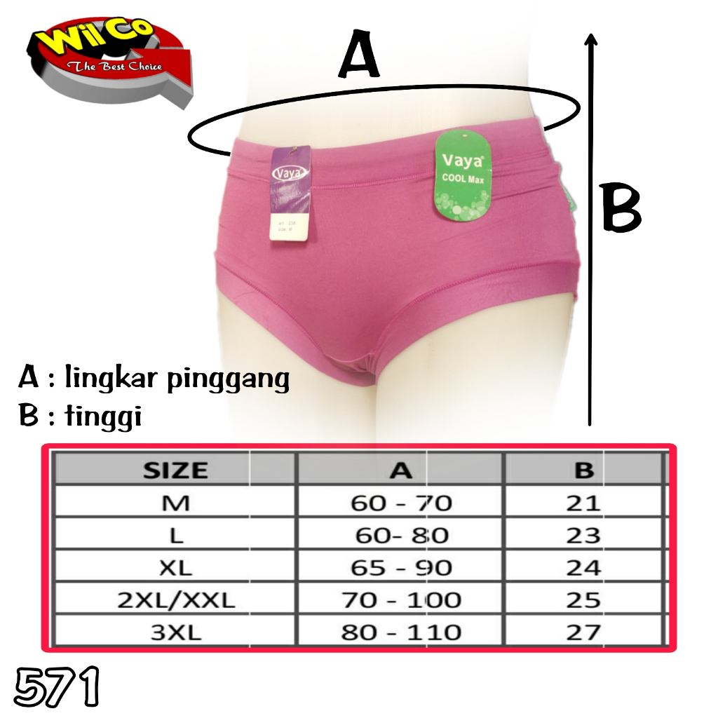 K571 (1-3 pcs) Vaya Celana Dalam Wanita Dewasa, Celana Dalam Perempuan Vaya Katun Size M - XXXL