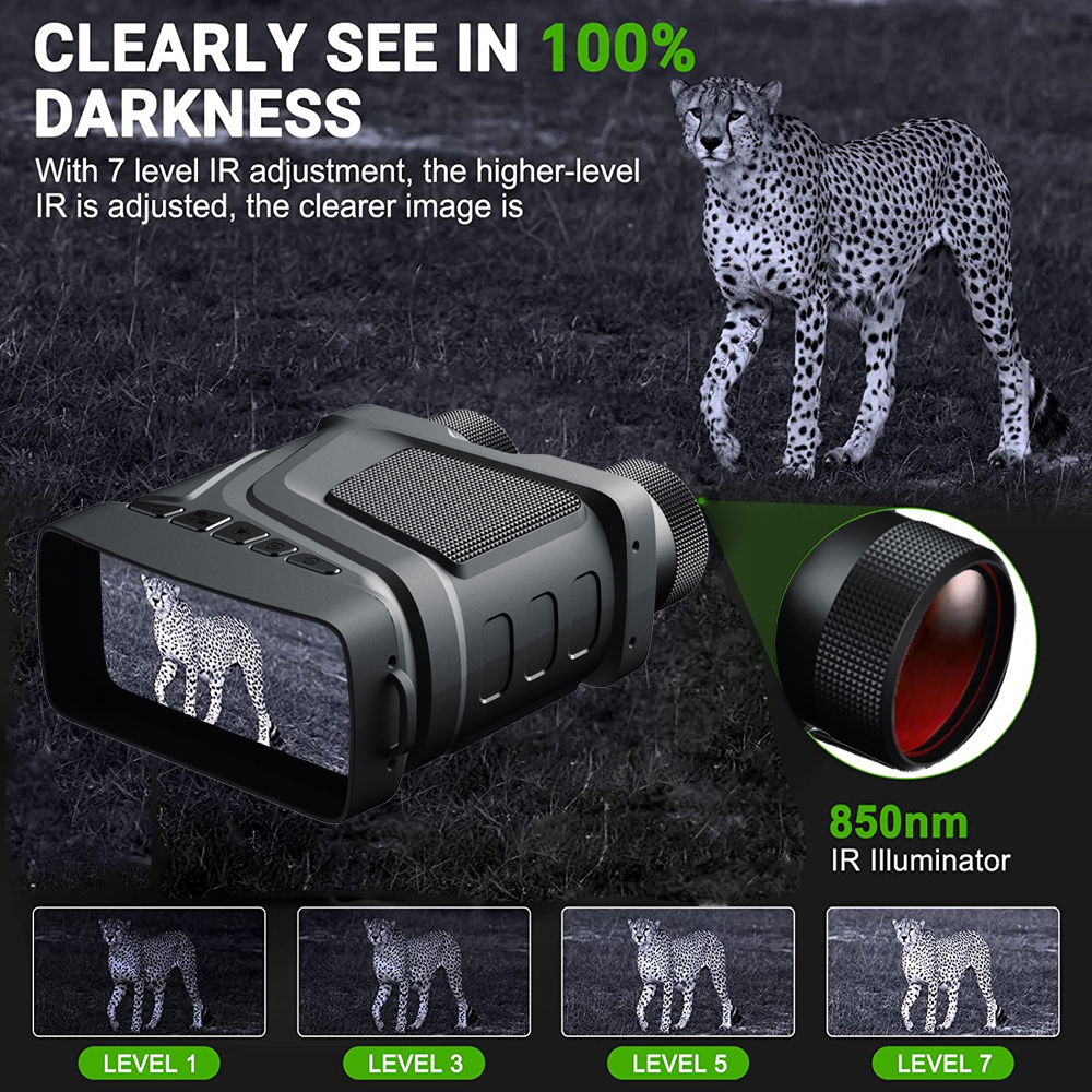 Teropong Binocular Night Vision Recorder 1080P 5x Zoom with Mic - R12 - Black