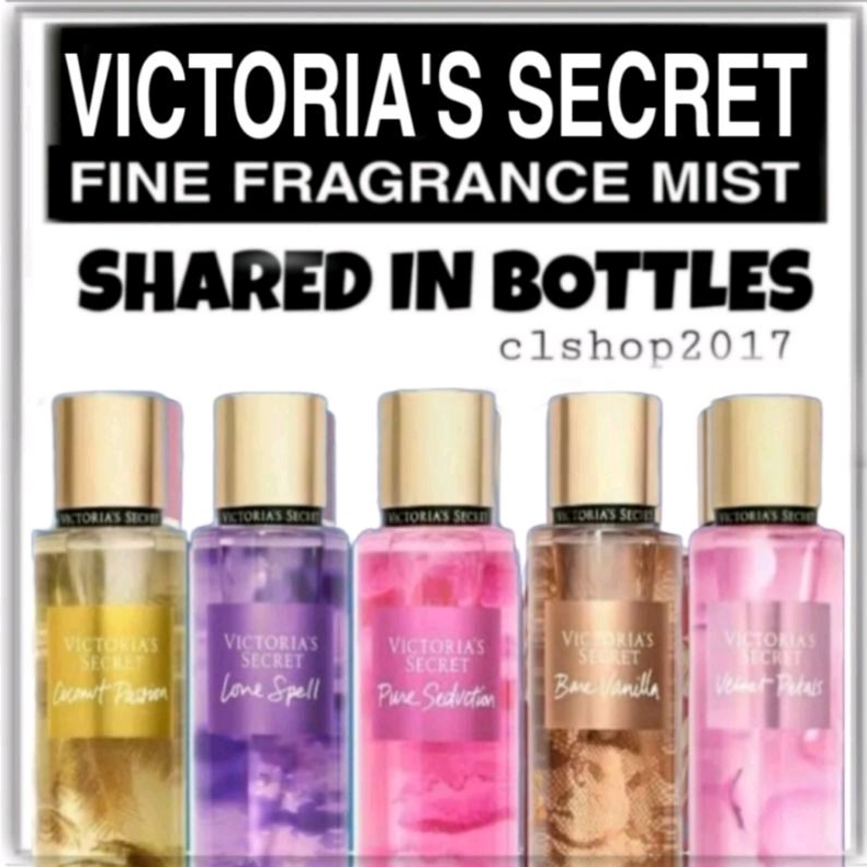 VICTORIA'S SECRET VS MIST SHARE IN BOTTLE MIST PURE SEDUCTION BARE VANILLA LOVE SPELL COCONUT PASSION AQUA KISS RUSH VELVET PETALS MIDNIGHT IN BLOOM  MIX