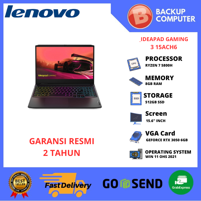 LAPTOP Lenovo Ideapad Gaming 3 15ACH6 82K201UYID Ryzen 7 5800H