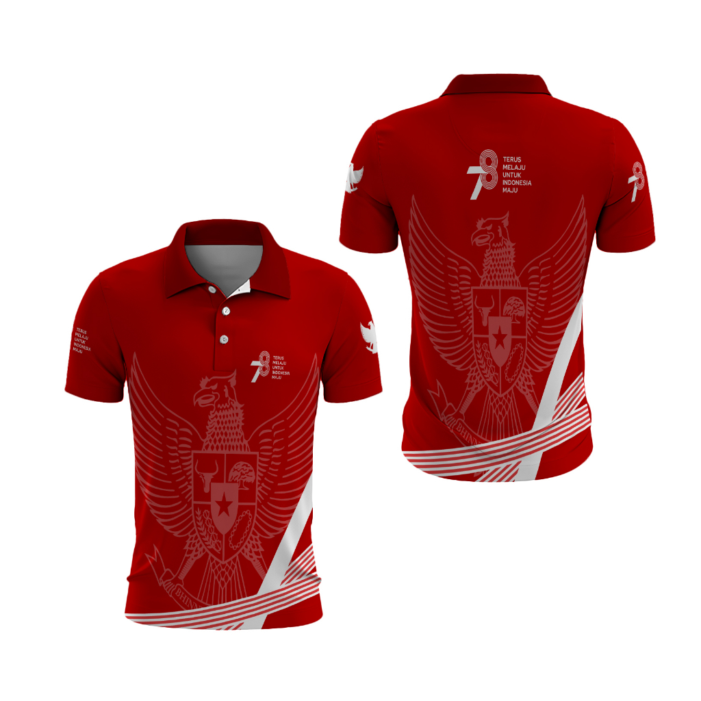 Fikastore - Kaos Polo Pria Motif HUT Kemerdekaan RI Ke 78 Printing