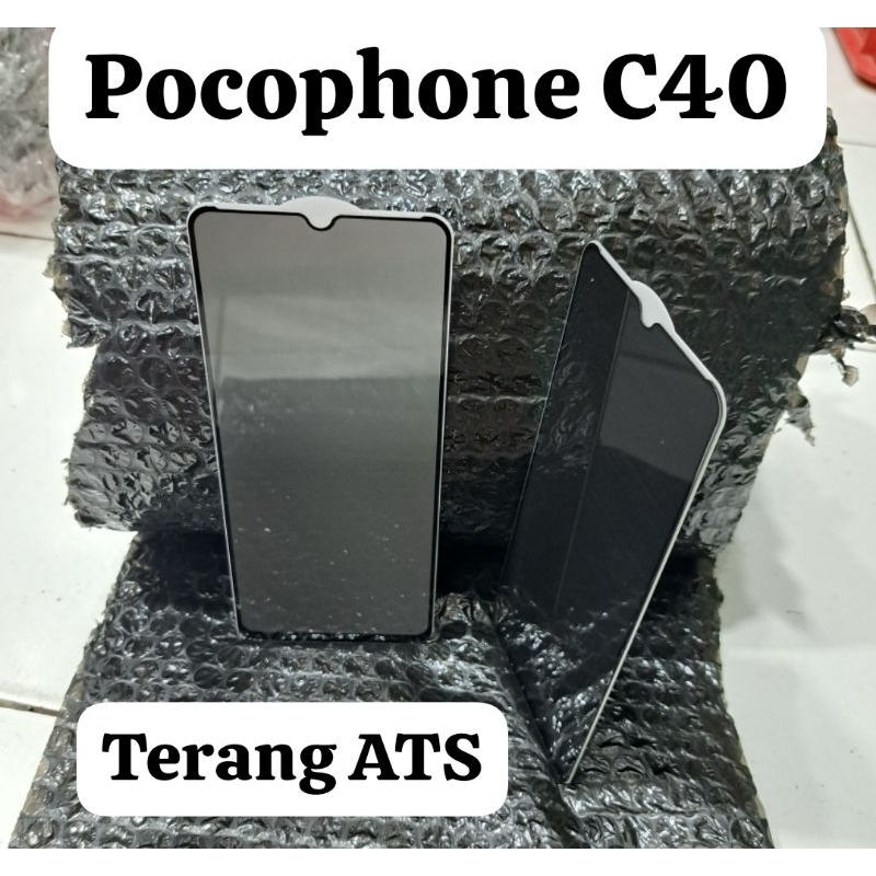 Tempered Glass Spy Full Kaca Pocophone C40 Melindungi Layar Hp Handphone Depan Tg Tempered Glass Privacy Anti-Spy Pocophone C40