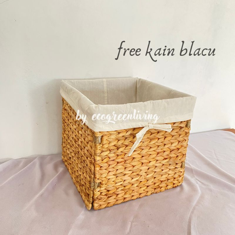 Storage Box Square Waterhyacinth/Keranjang Serbaguna Bisa Dilipat/Box Enceng Gondok Free Belacu