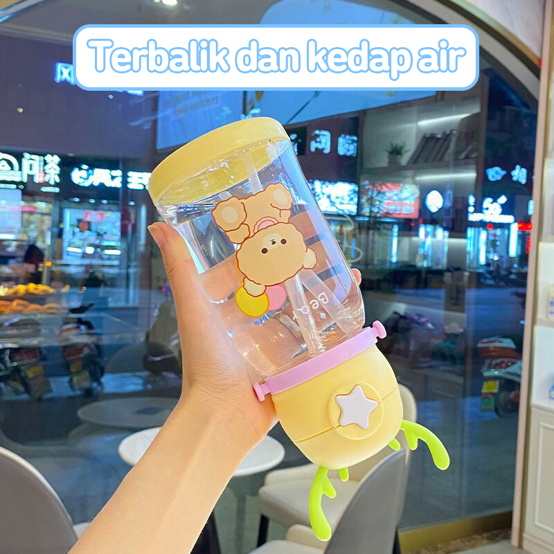 MYN Mall Botol Air Minum Anak Sedotan 600ml Model Tanduk Rusa Lucu / Botol Minum Anak BPA FREE Food Grade