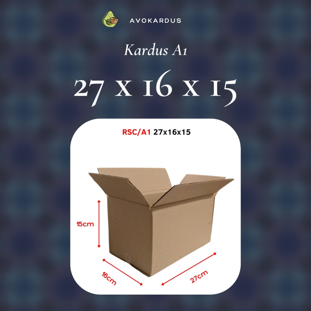 

Kardus / Box / Karton / Packing / Packaging / Kotak / Dus RSC / A1 – 27x16x15 B-Flute