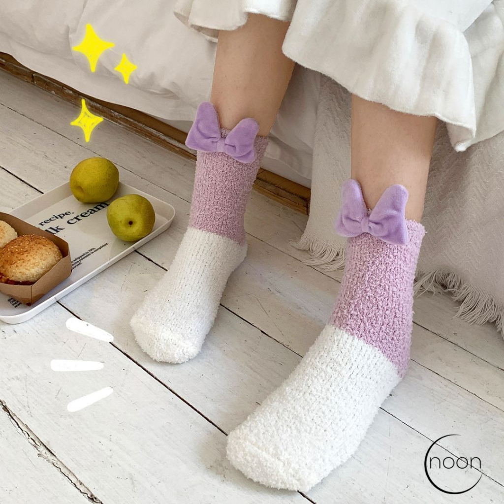 NOON ( once upon a dream ) Kaos Kaki Tidur Wanita Korea Tebal Hangat Winter Socks Panjang Sebetis Lucu Anti Slip Korean Bulu Style Polos SMA Yoga Miniso Muslimah Sekolah Olahraga Perempuan Motif Bulu Imut Import Grosir Lusinan Murah