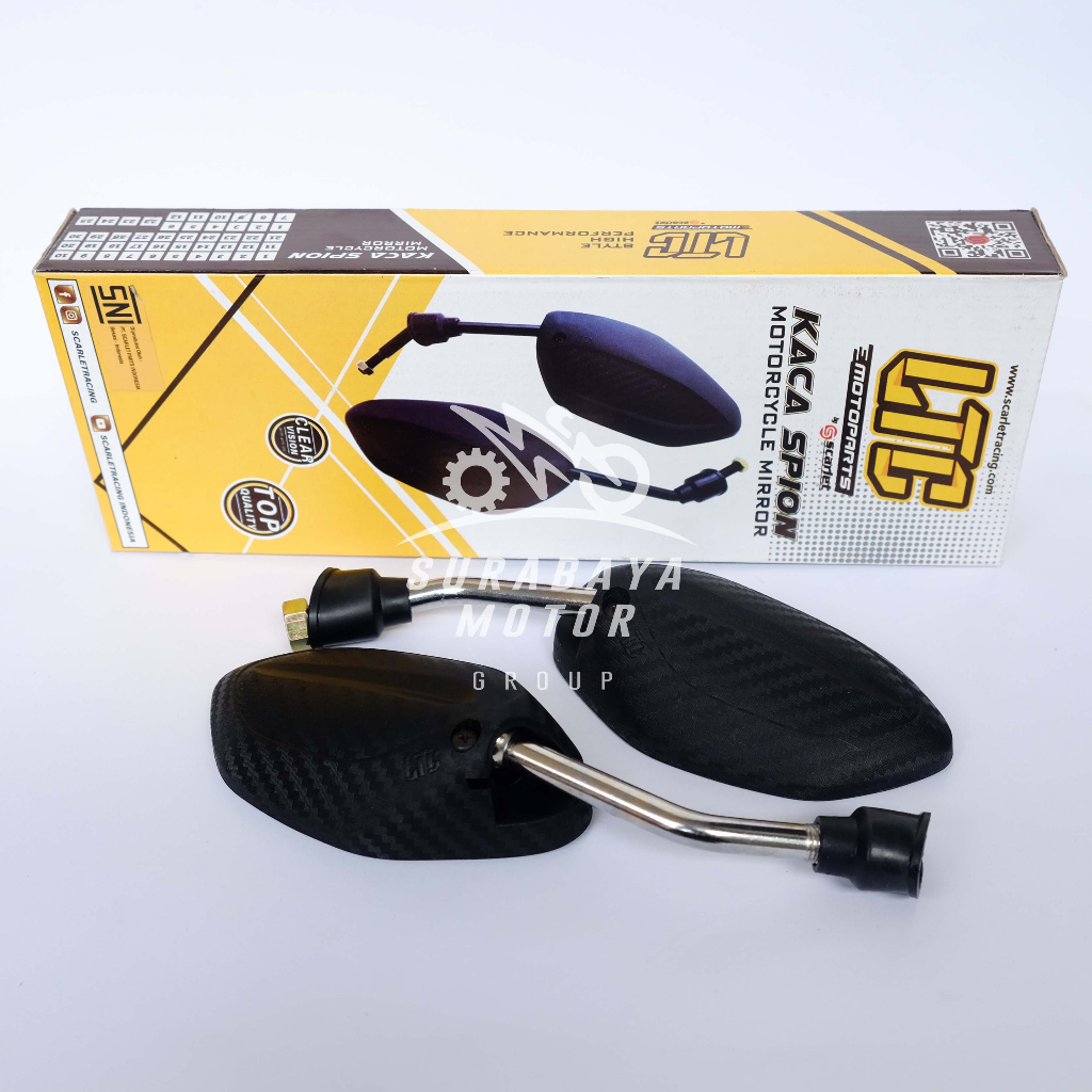 Spion LTC Carbon Kaca Datar Mini Chrome Model Beat Tangkai Gagang Pendek Semua Honda Aksesoris Beat 