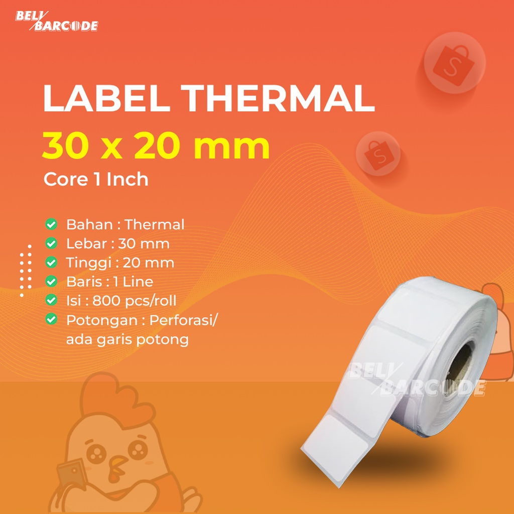 Label Thermal 30 x 20 / 30x20 mm / 30x20mm 1 Line 800pcs Resi