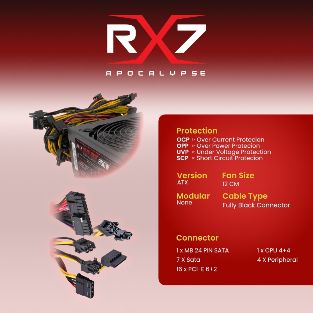 PSU / POWER SUPPLY RX7 850W GOLD PLUS PURE CAPACITY