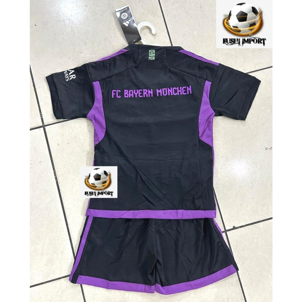 Setelan Jersey Baju Bola Anak Munchen Away Kids 2023 2024 Fullset Satu Set Grade Ori