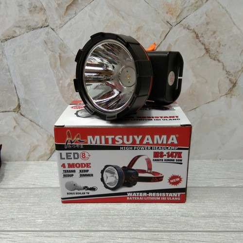 SENTER KEPALA LED CAHAYA KUNING MITSUYAMA HEADLAMP LED WATER RESISTANT