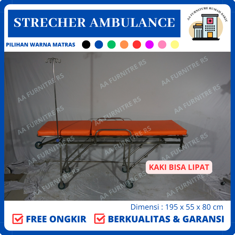 Strecher Ambulance Brankar Dorong Ambulance Strecher Ambulnace Stainless Steel