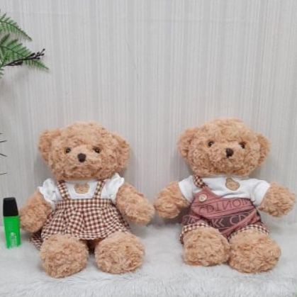 Boneka Teddy Bear Overall Kepala Bear Size 9&quot;/38cm/boneka beruang/boneka teddy bear baju/boneka ank lucu/