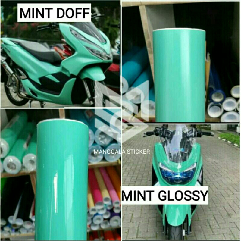 Stiker skotlet hijau mint skotlet hijau muda glossy skotlet hijau terang