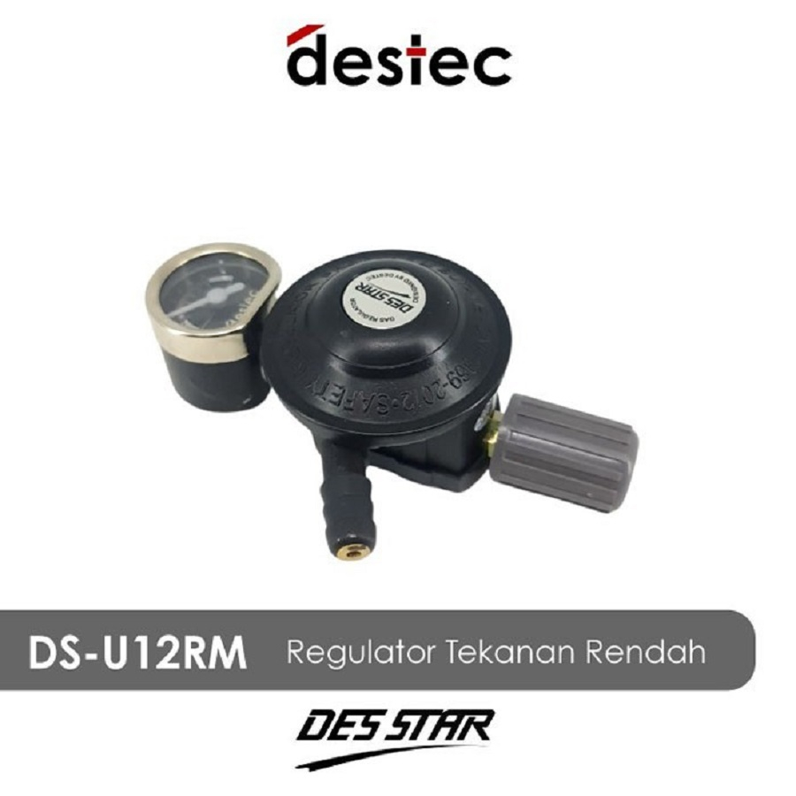 Regulator Kompor Gas Jepit Putar Destec Desstar Des Star DS-U12RM DS U 12 RM Meter Anti Bocor