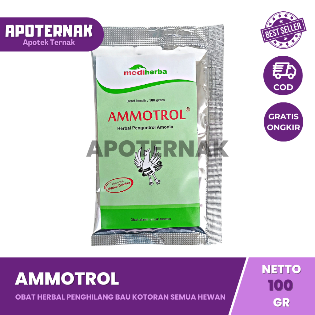 AMMOTROL 100 gram | Obat Herbal Penghilang Bau Kotoran Ayam Sapi Babi Semua Hewan