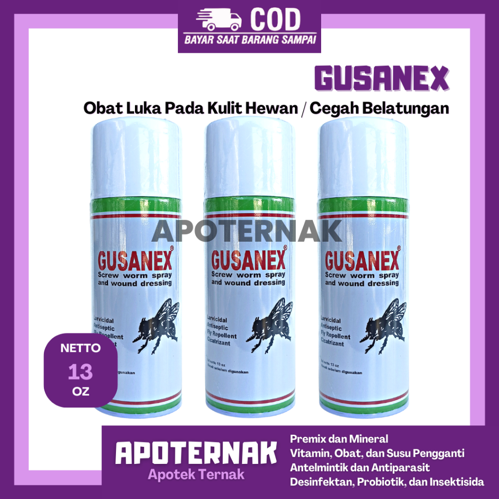 GUSANEX SPRAY 13 Oz | Obat Luka Hewan Antiseptik Anti Lalat Anti Belatung