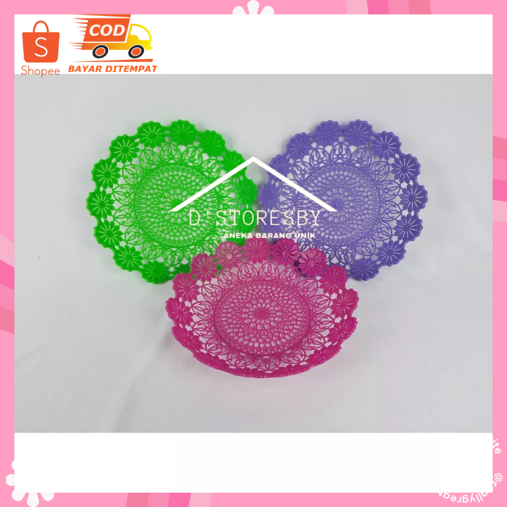Piring Rotan Plastik Warna
