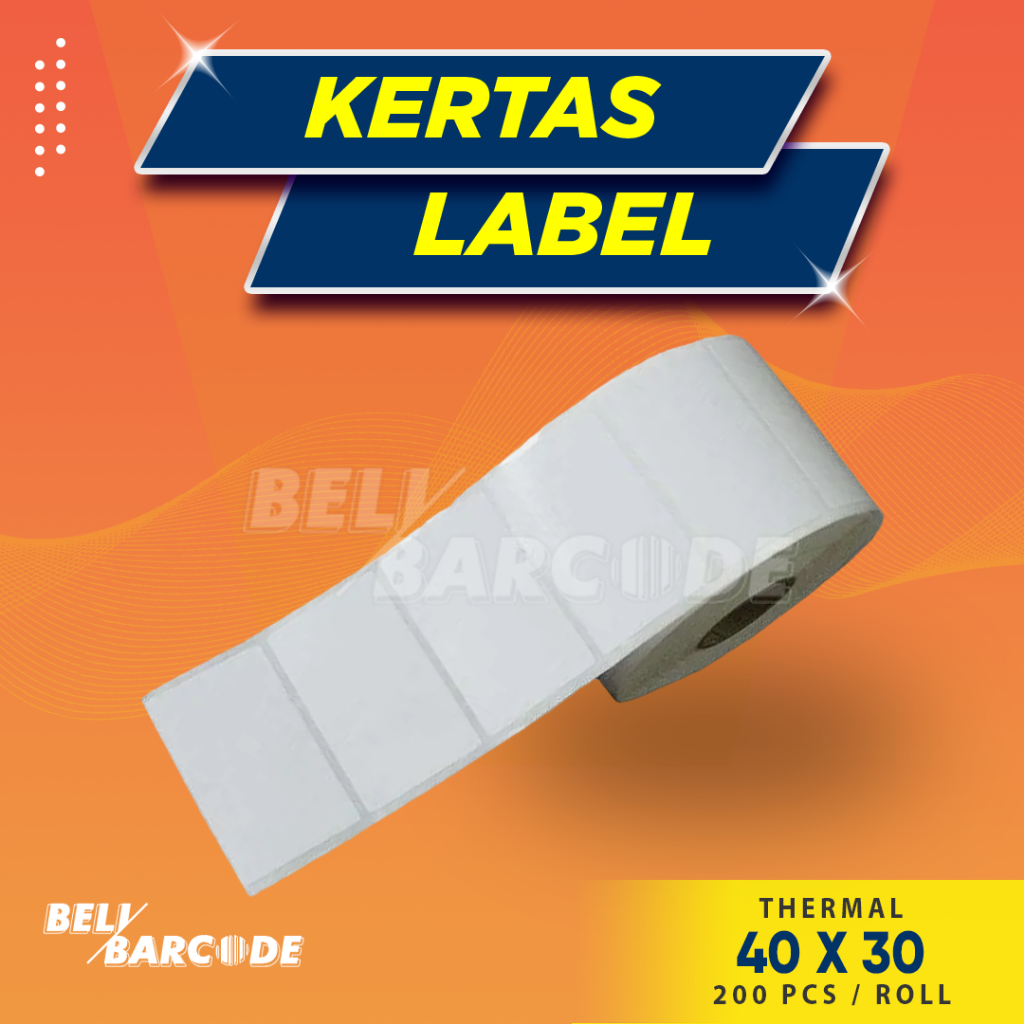 Kertas Stiker Label Thermal 40X30 | 40mm X 30mm 200pcs Printer Portabel