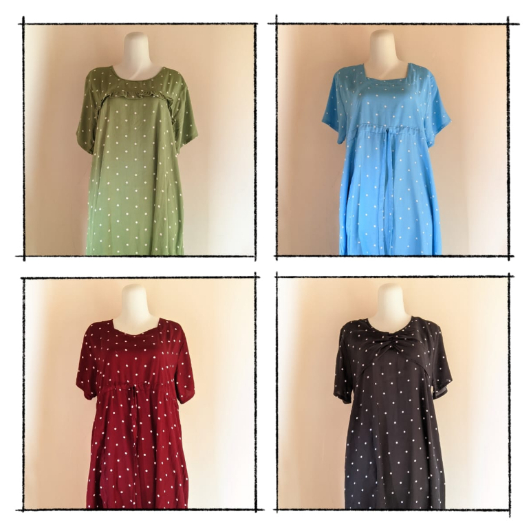 Daster Wanita Polkadot Santai daster sambung motif leopard perca/pakaian wanita/homedress