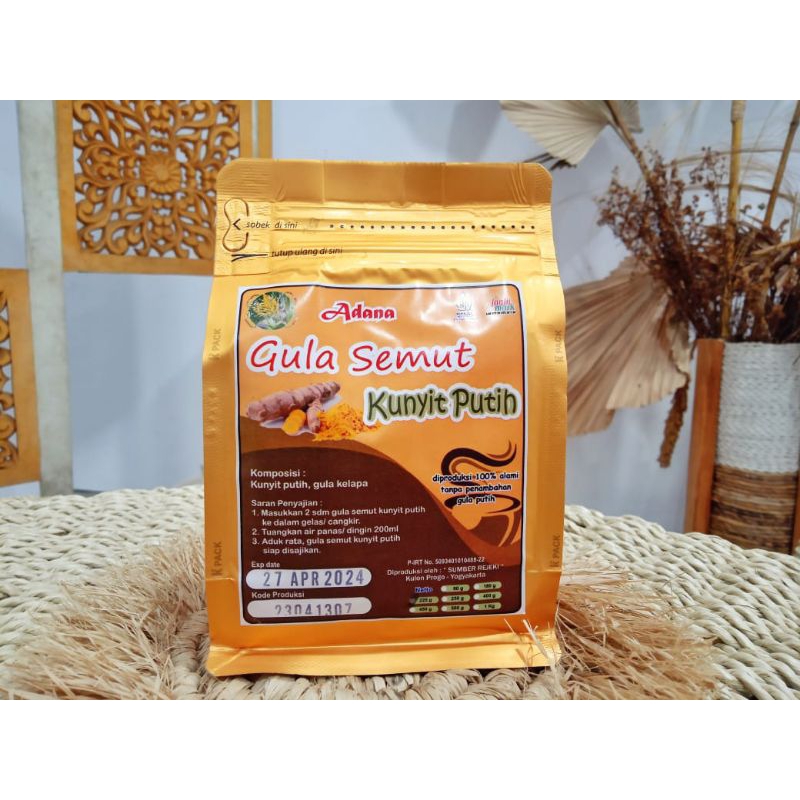 

Gula Semut Kunir Putih Alumunium foil 225gr/Gula Kelapa Rasa Kunir Putih