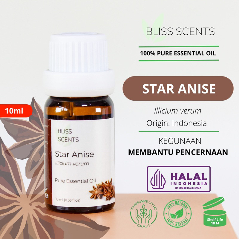 BLISS SCENTS Star Anise / Minyak Bunga Lawang Essential Oil Aromaterapi 100% Murni Therapeutic Grade Aromatherapy