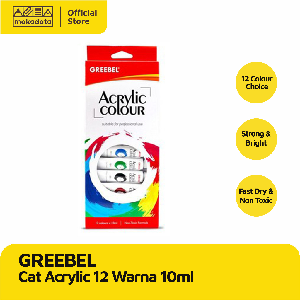 

CAT ACRYLIC / ACRYLIC PAINT GREEBEL 10 ML (12 WARNA) MURAH