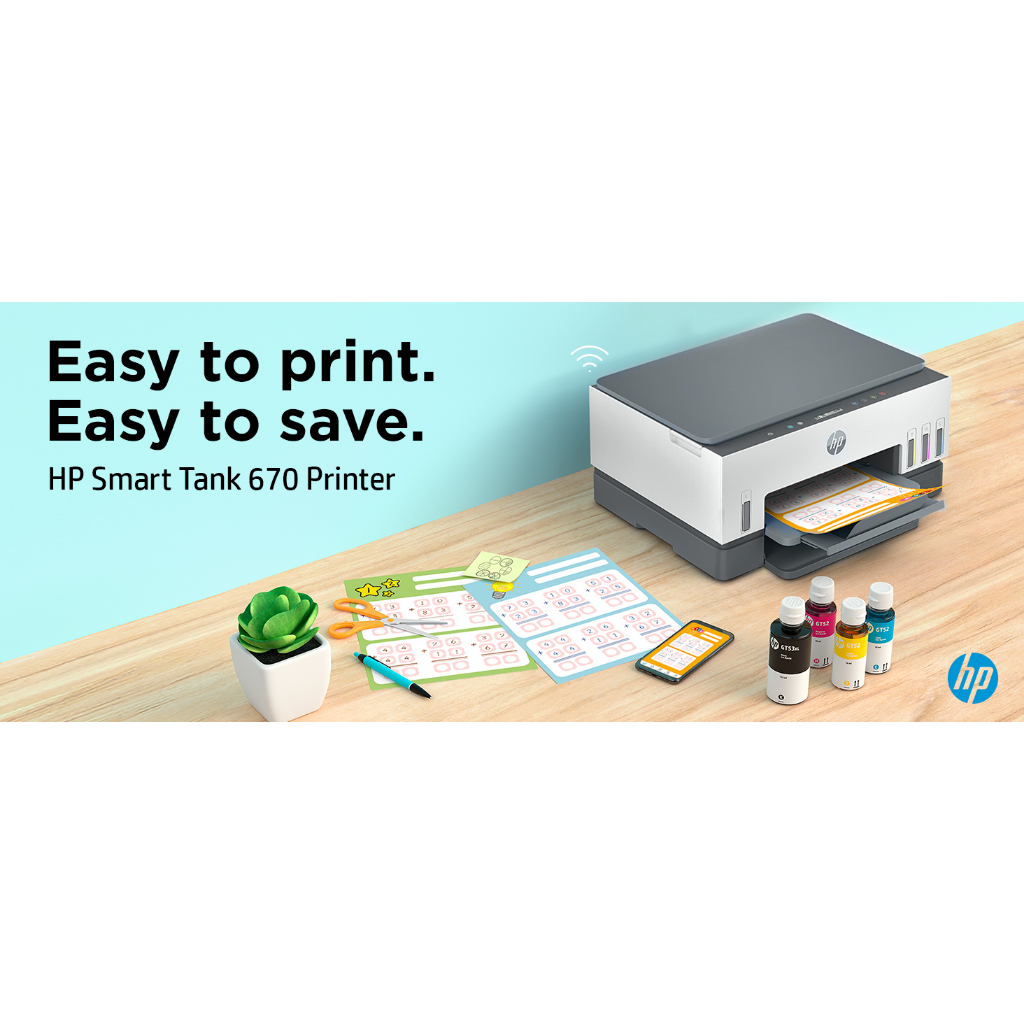 Printer HP Smart Tank 670 AIO All-in-One Print Scan Copy Duplex HP GT 53 52 Garansi Resmi HP Indonesia