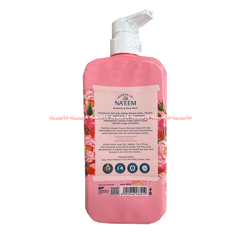 Na'eem Gardern Of Taife Rose 480ml Sabun Mandi Sabun Cair Wangi Bunga Segar Perawatan Tubuh Naeem Sabun Pink Ungu