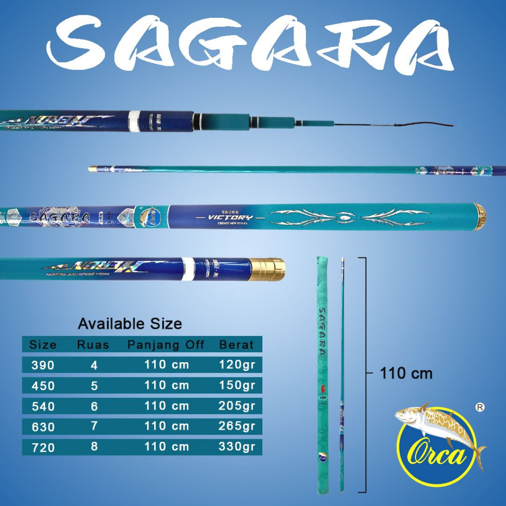 Joran tegek Ruas Panjang Orca Sagara Carbon 390 450 540 630 720