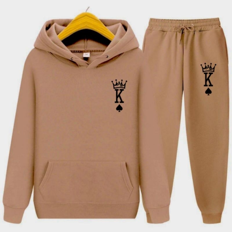 Set hoodie jogger pria jaket pria celana panjang joger cowok dewasa king of spade