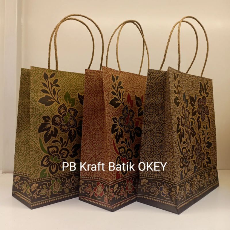 

PB 10pcs Paperbag Batik Kraft OKEY A 20x8x24cm