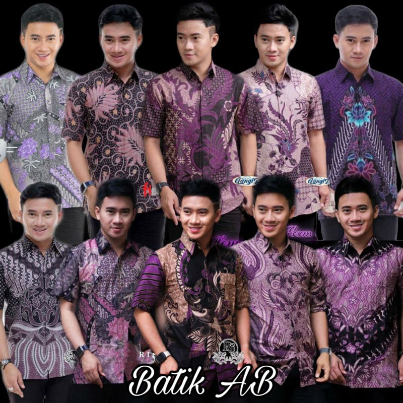 Baju Batik Pria Lengan Pendek Warna Ungu Lilac Atasan Batik Pria Warna Lilac Premium