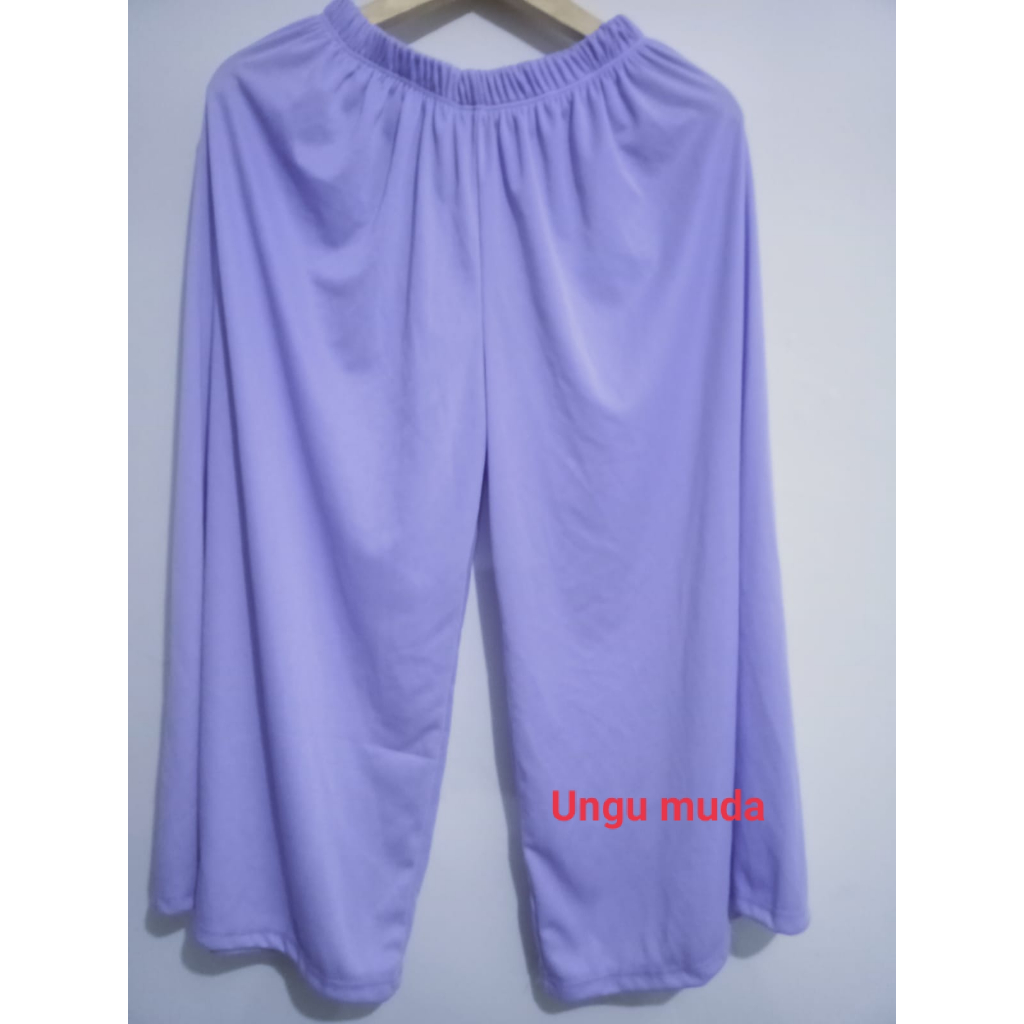 Celana Wanita Kulot Highwaist Premium Kekinian Jumbo Pinggang Karet Kain Kaos Semi Katun Panjang