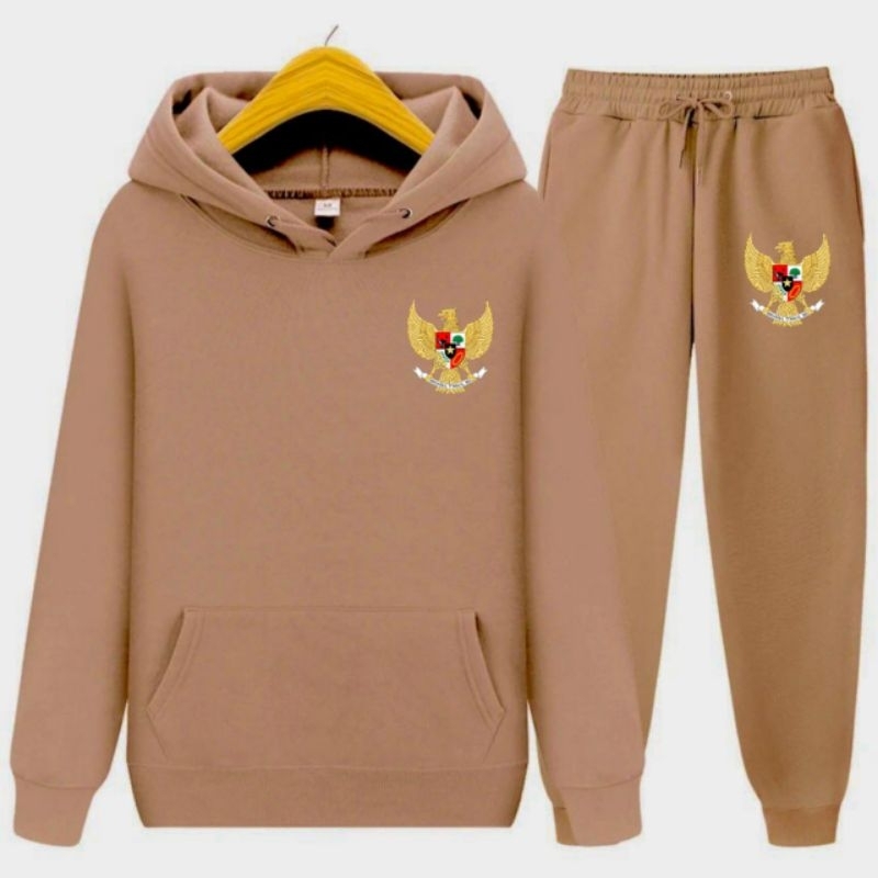 Set hoodie jogger pria jaket pria celana panjang joger cowok dewasa garuda pancasila