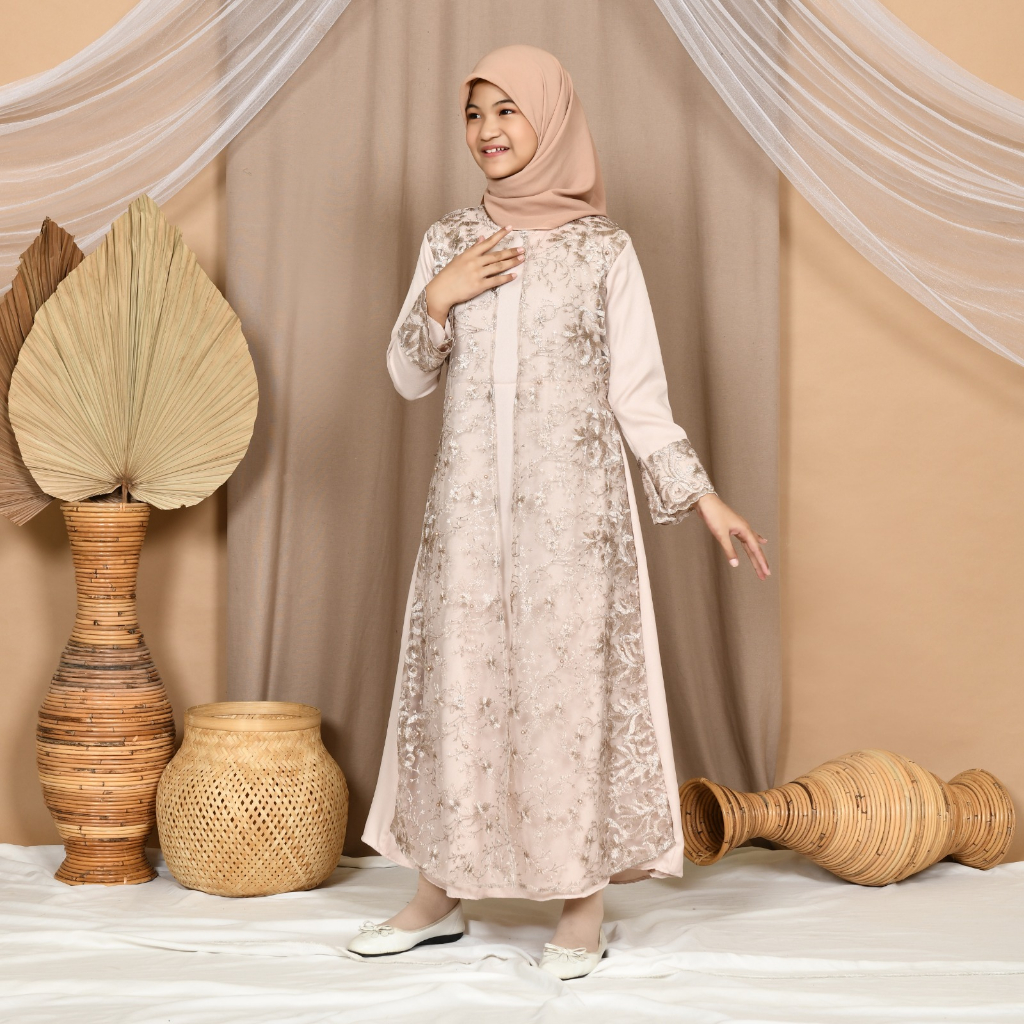 (Dijamin RealPict) GAMIS HANI ANAK MAXI TANGGUNG 9-14th HENA DRESS MUSLIM REMAJA BRUKAT TILE BORDIR LEBARAN IDUL FITRI