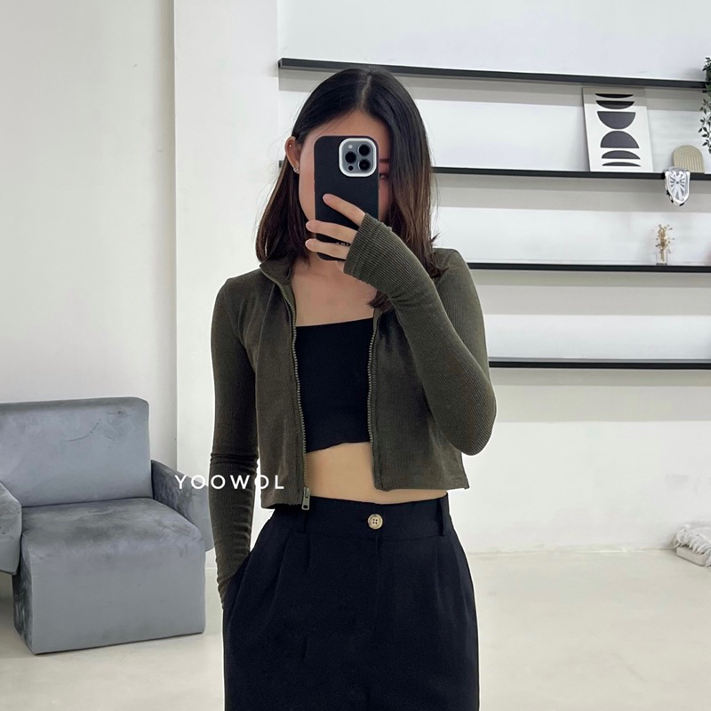 YOOWOL Noe Knit Jacket / Basic Knit Jacket Atasan Wanita Lengan Panjang