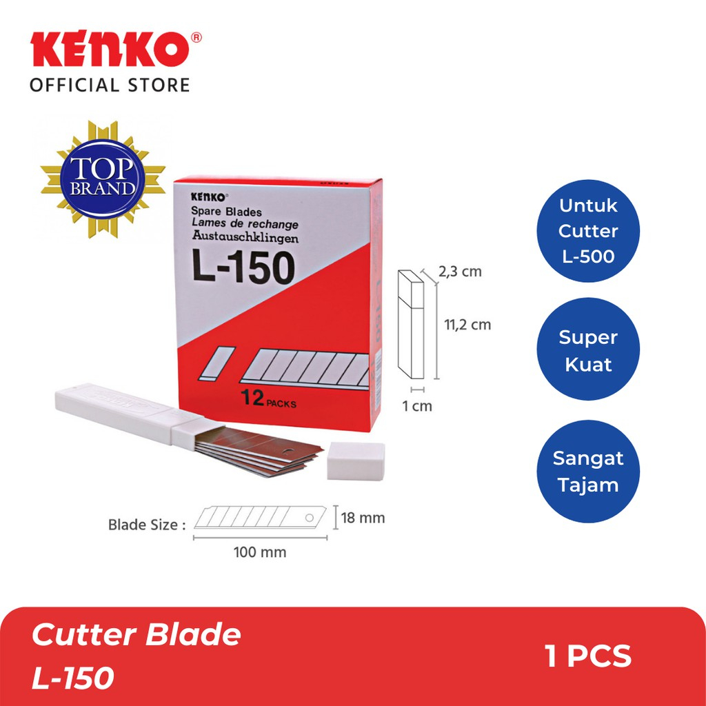 

KENKO CUTTER BLADE L-150 REFILL ISI ULANG PISAU PEMOTONG 1 TUBE ISI 5PCS BESAR DAN KECIL